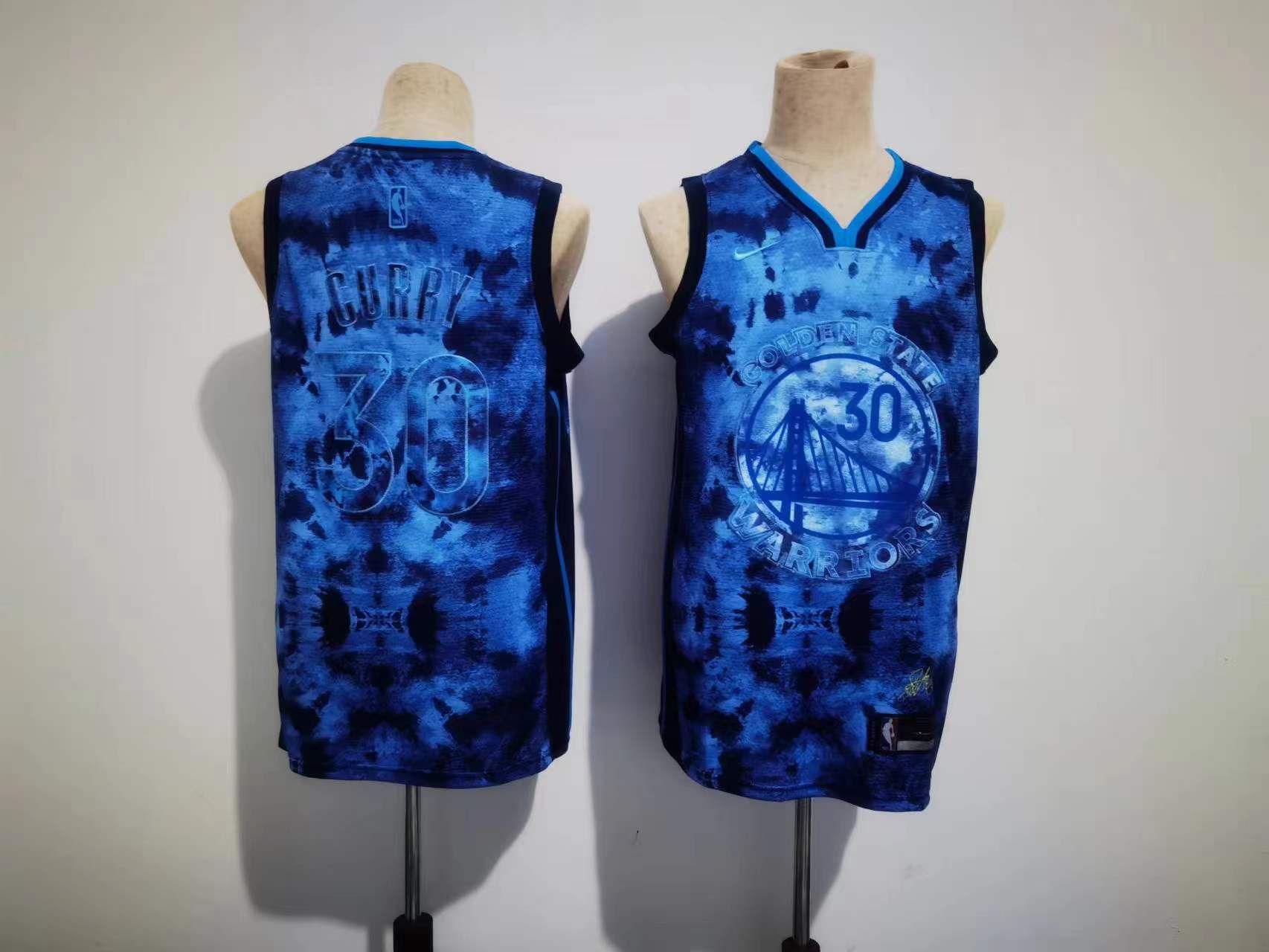 Men Golden State Warriors #30 Curry Blue Nike Selected Edition NBA Jersey